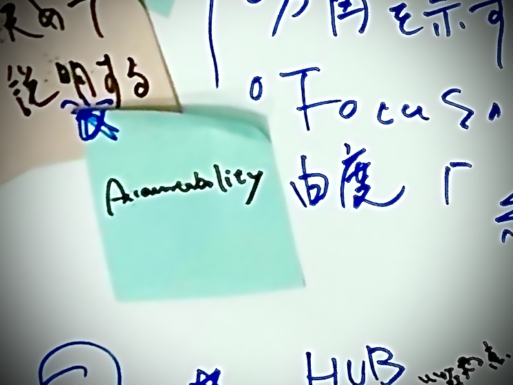 「10Xらしいマネージャー像」について、チームでポストイットに書き出していったときの様子。
”Accountability”の言葉について、僕の中では一際目を引くものがあった。
